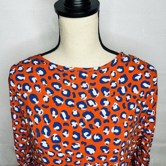 NWOT Graceatwood The Drop Fire Red Animal Print Tie Neck Dress Sz M - Picture 4 of 11